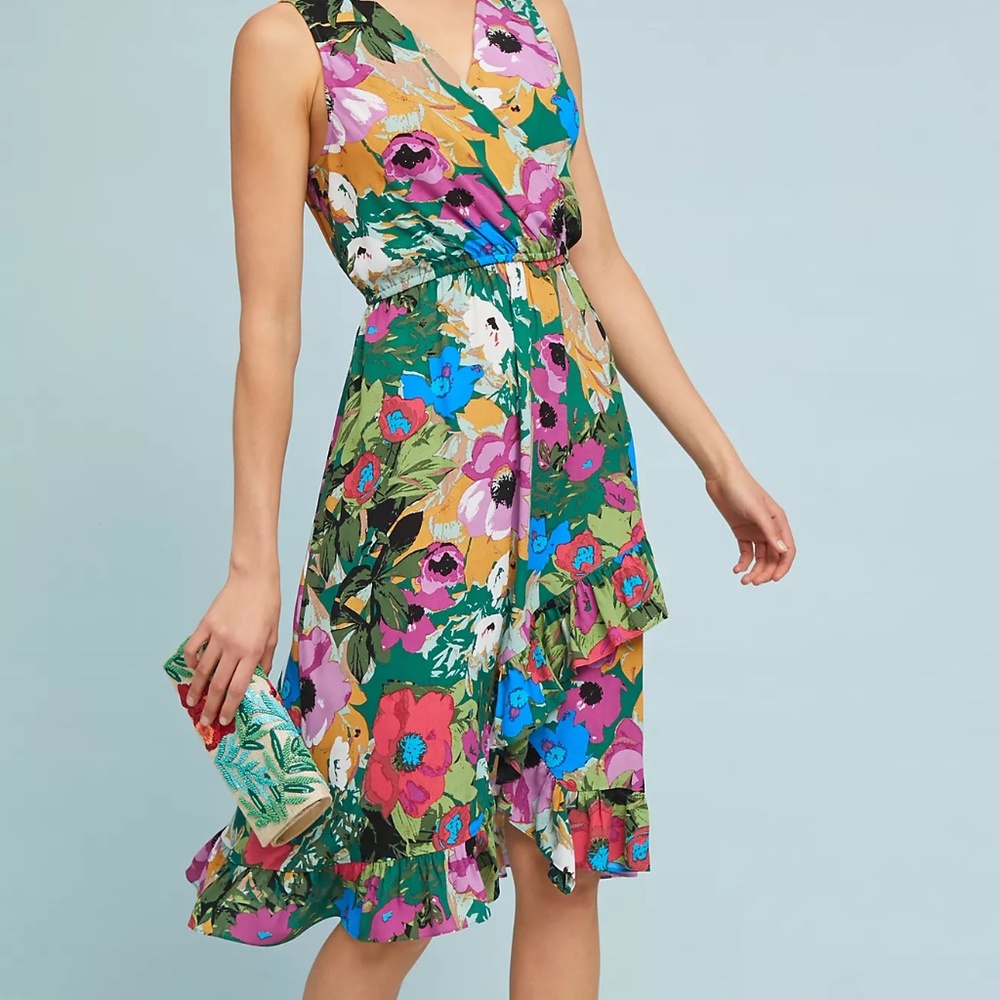 NWT Anthropologie x Plenty by Tracy Reese Daphne Faux Wrap Dress Boho Floral M